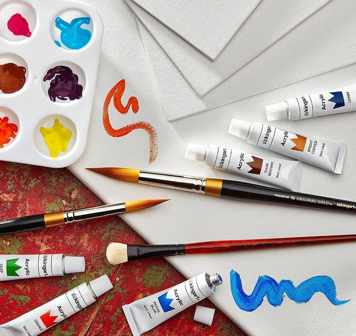 Deluxe Golden Taklon Multimedia Brush Set - Sizes 2-16 for Versatile Painting