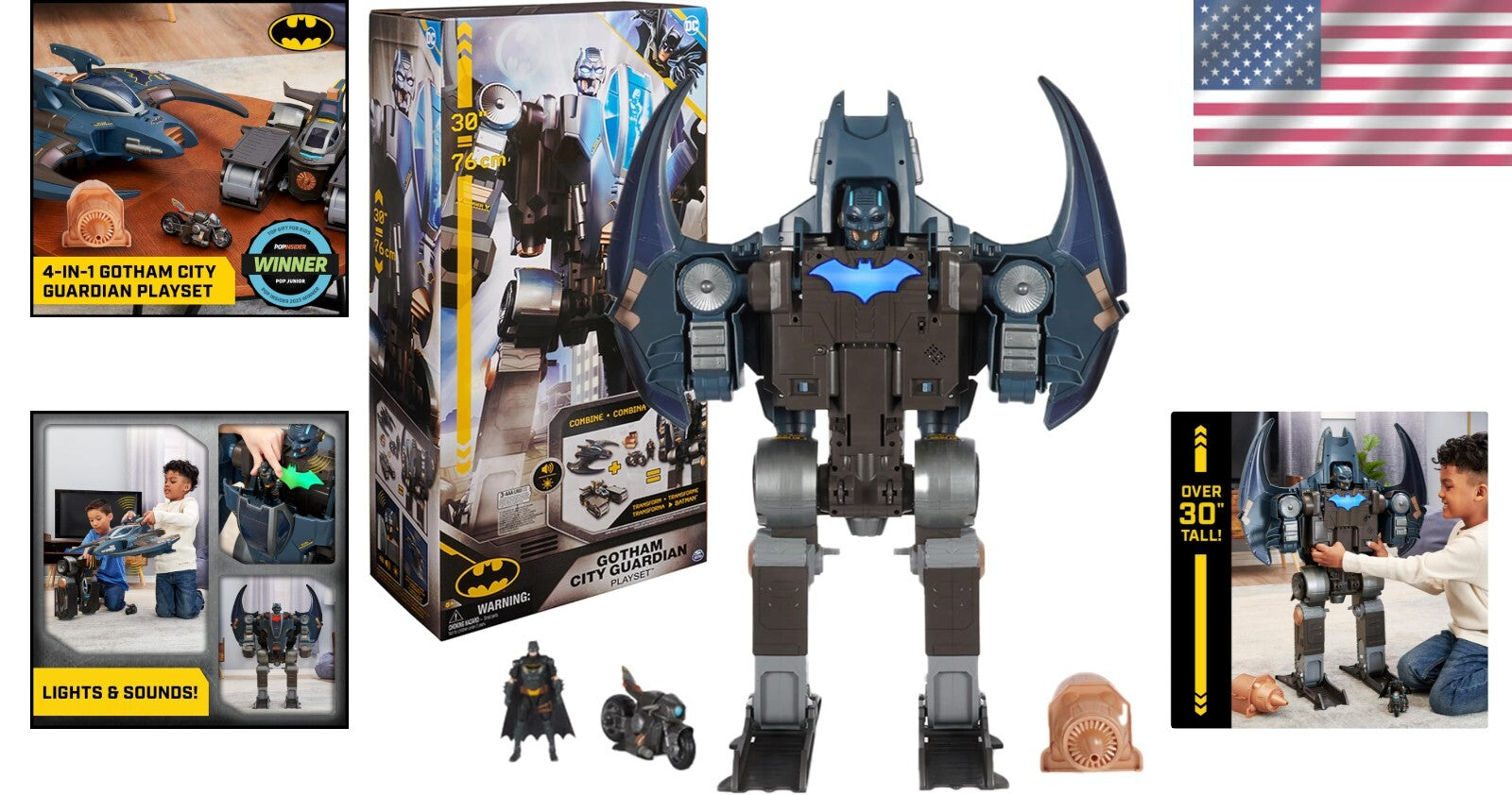 Epic 4-in-1 Gotham City Guardian Playset: Transforming Mech Batman with Lights
