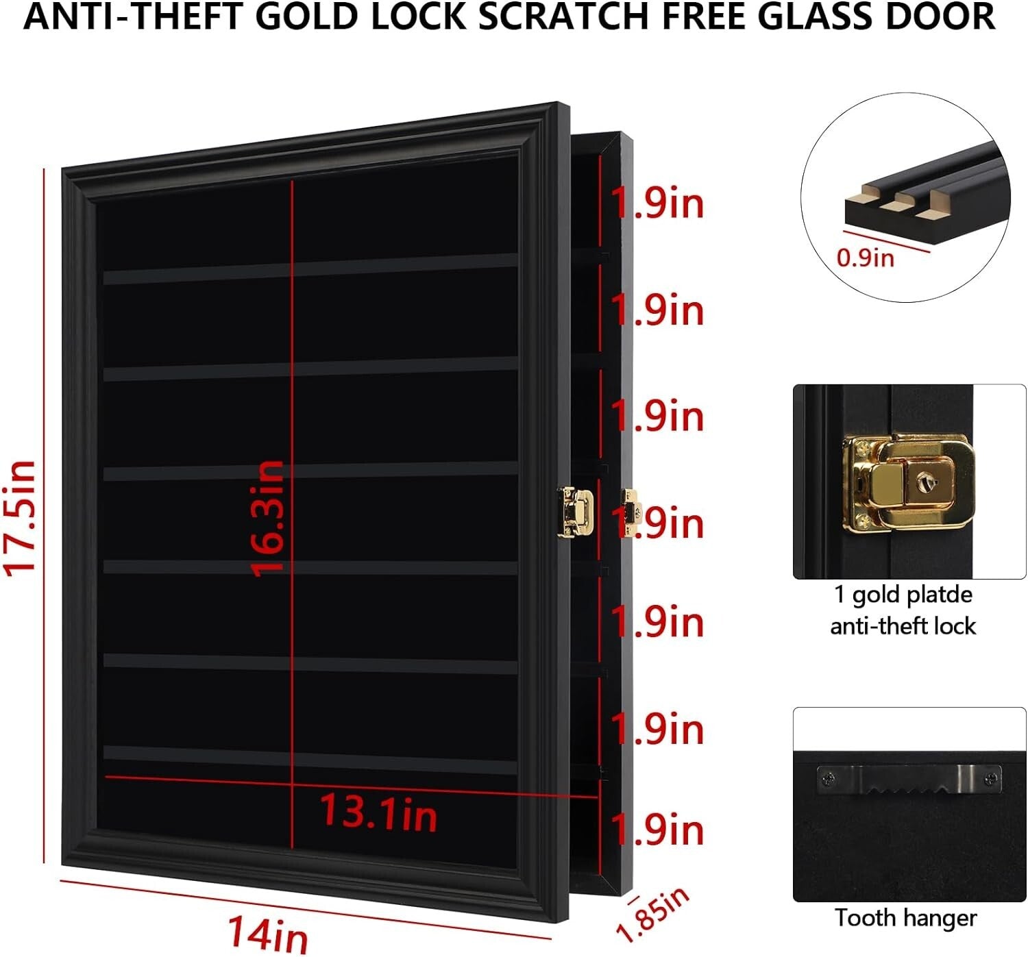 Elegant Wall-Mountable Display Cabinet for Military Coins & Collectibles - Black