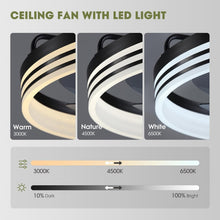 Load image into Gallery viewer, Dimmable LED Flush Mount Ceiling Fan with 6 Speeds &amp; Remote Control - 20" Black