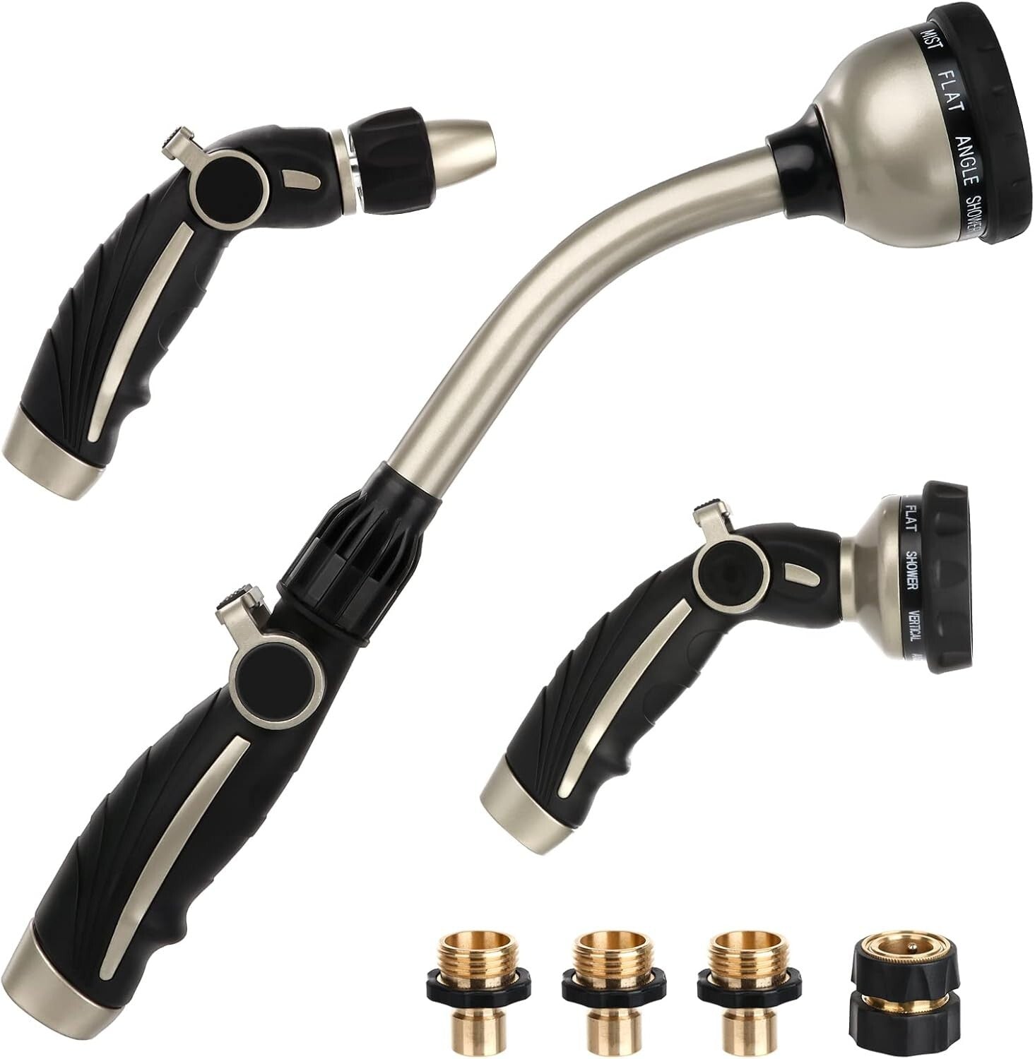 Premium Metal Garden Watering Combo - Heavy Duty Wand with Thumb Control Nozzle