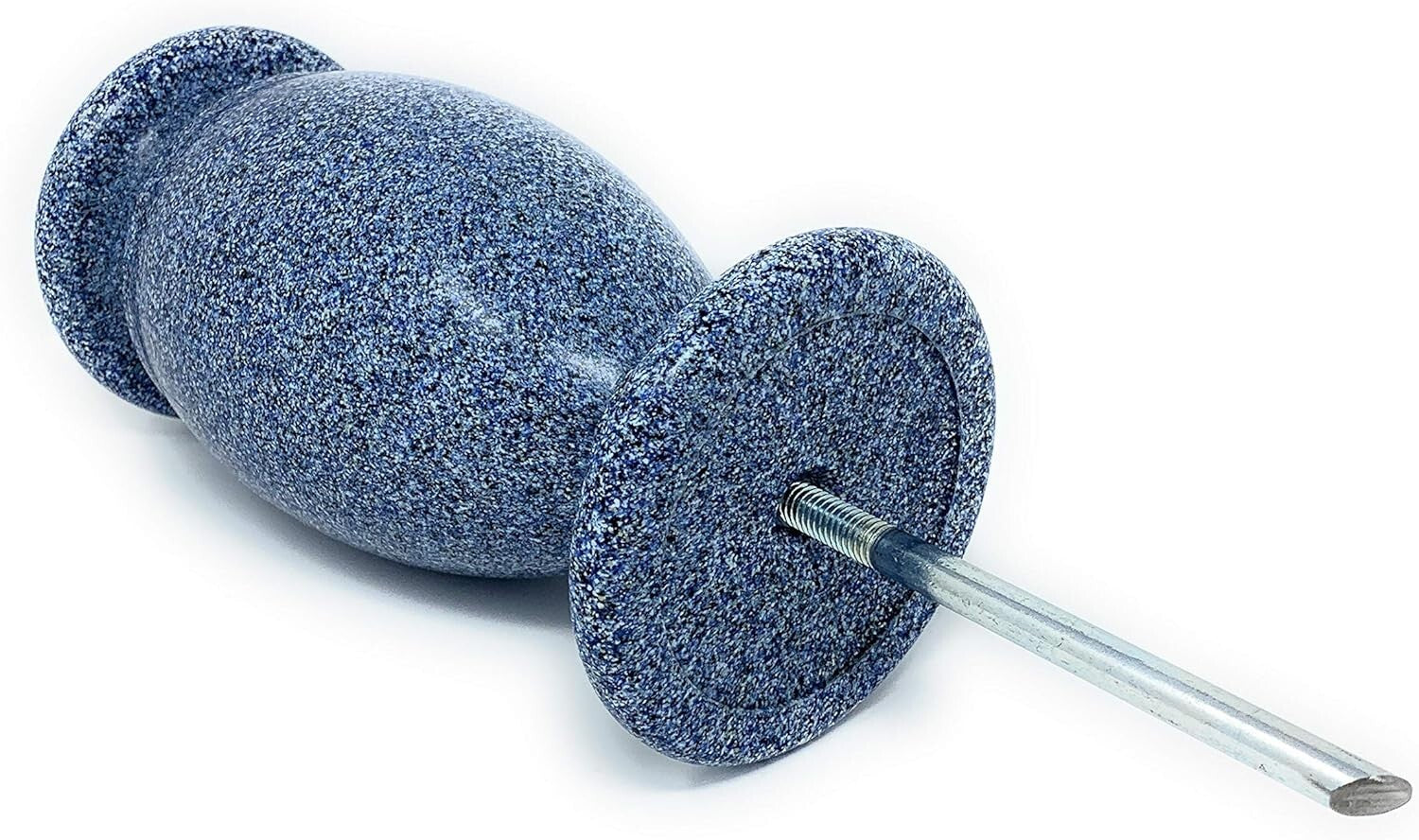 Sturdy Flower Holder for Graves - Blue Granite Design with Metal Securing Spike