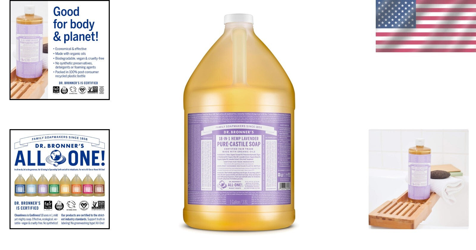 Sustainable Lavender Castile Soap, 1 Gallon - Organic, Vegan, and Cruelty-Free