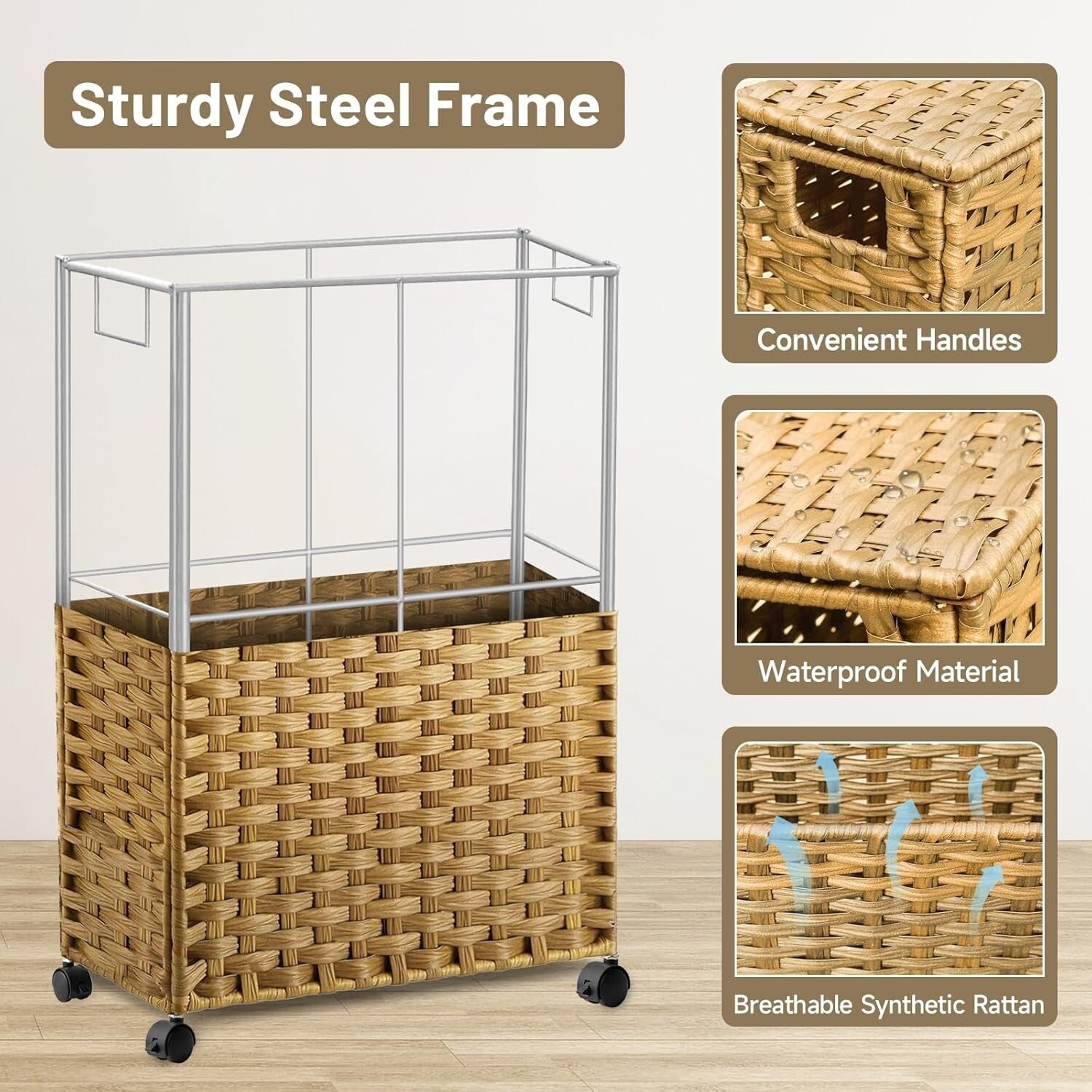 Foldable Wheeled Laundry Hamper with 3 Mesh Bags – Perfect for Delicates