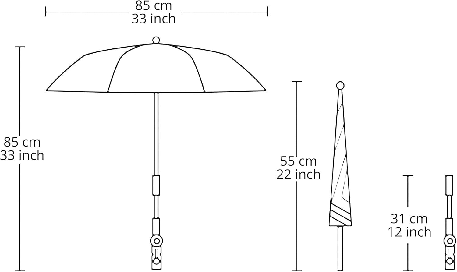 Adjustable Tripod Umbrella with Rubber Clamp - Ideal for Professional Use