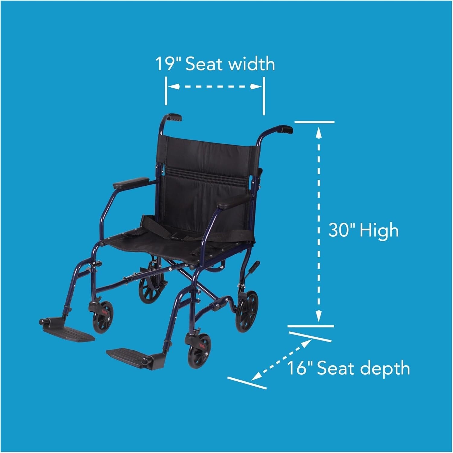 Folding Lightweight Wheelchair with Adjustable Footrests for Easy Travel