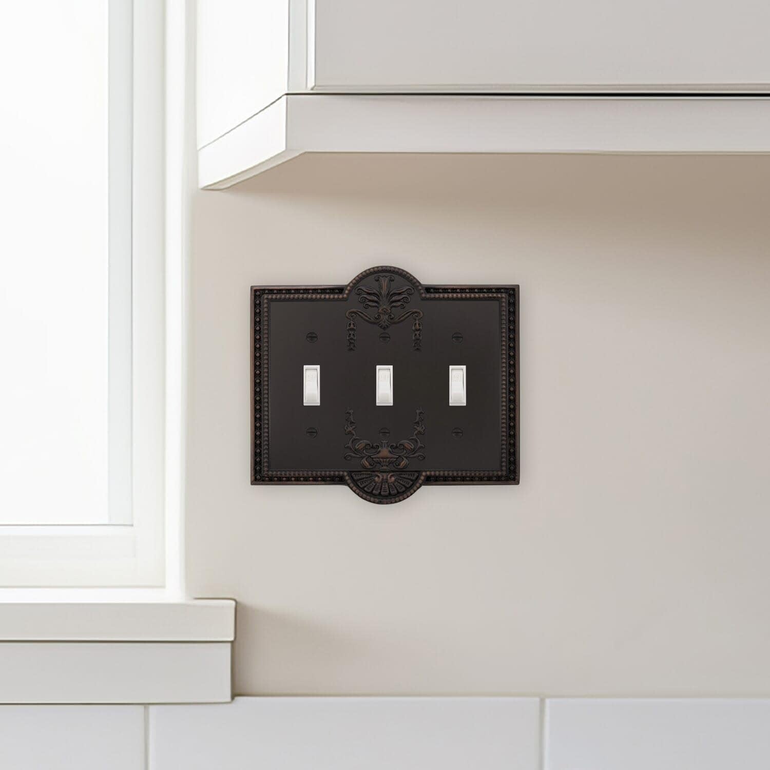 Curved Edge Antique Pewter Switch Cover - Durable Brass Craftsmanship