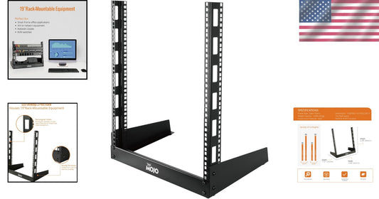 12U Desktop Server Rack - Sturdy Open Frame for AV/Data/IT Equipment