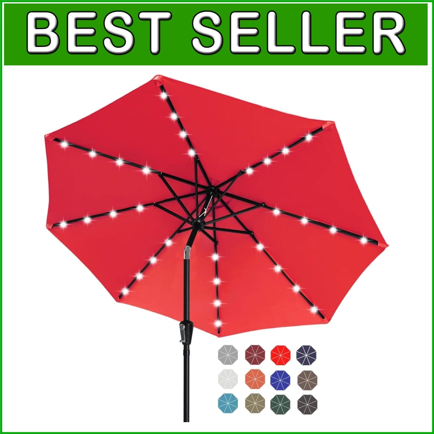 Elegant 11FT Round Solar LED Patio Umbrella - Perfect for Day or Night Use