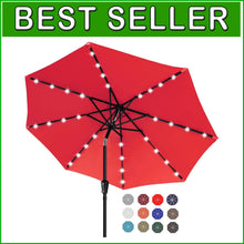 Load image into Gallery viewer, Elegant 11FT Round Solar LED Patio Umbrella - Perfect for Day or Night Use