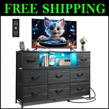 Load image into Gallery viewer, Stylish Charcoal Black 8-Drawer Dresser for Living Room &amp; Bedroom with USB Ports