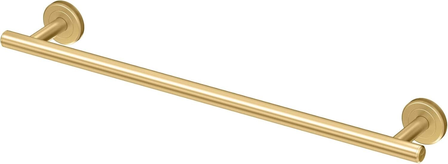 18" Wall-Mounted Brushed Brass Towel Bar - Easy Install with Lifetime Warranty