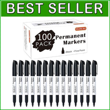 Load image into Gallery viewer, Versatile Permanent Markers Set - 100 Black Fine Point for All Surfaces