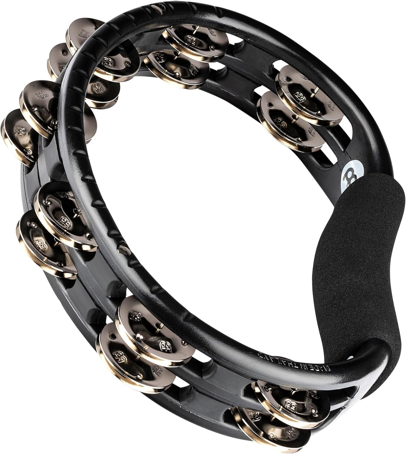 Traditional Handheld Tambourine - Ergonomic Black Frame, Built for All Musicians