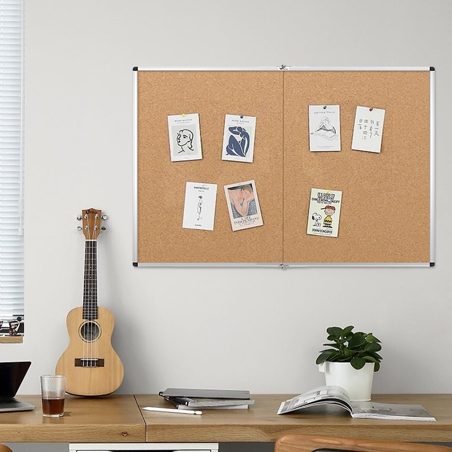 Self-Healing Corkboard 60" x 36" with Elegant Silver Frame - Multi-Use Design