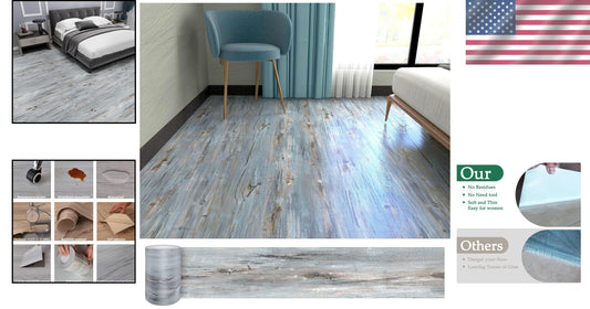 Durable Self-Adhesive Vinyl Floor Tiles - 36" x 6" Mediterranean Style, 72 Pack