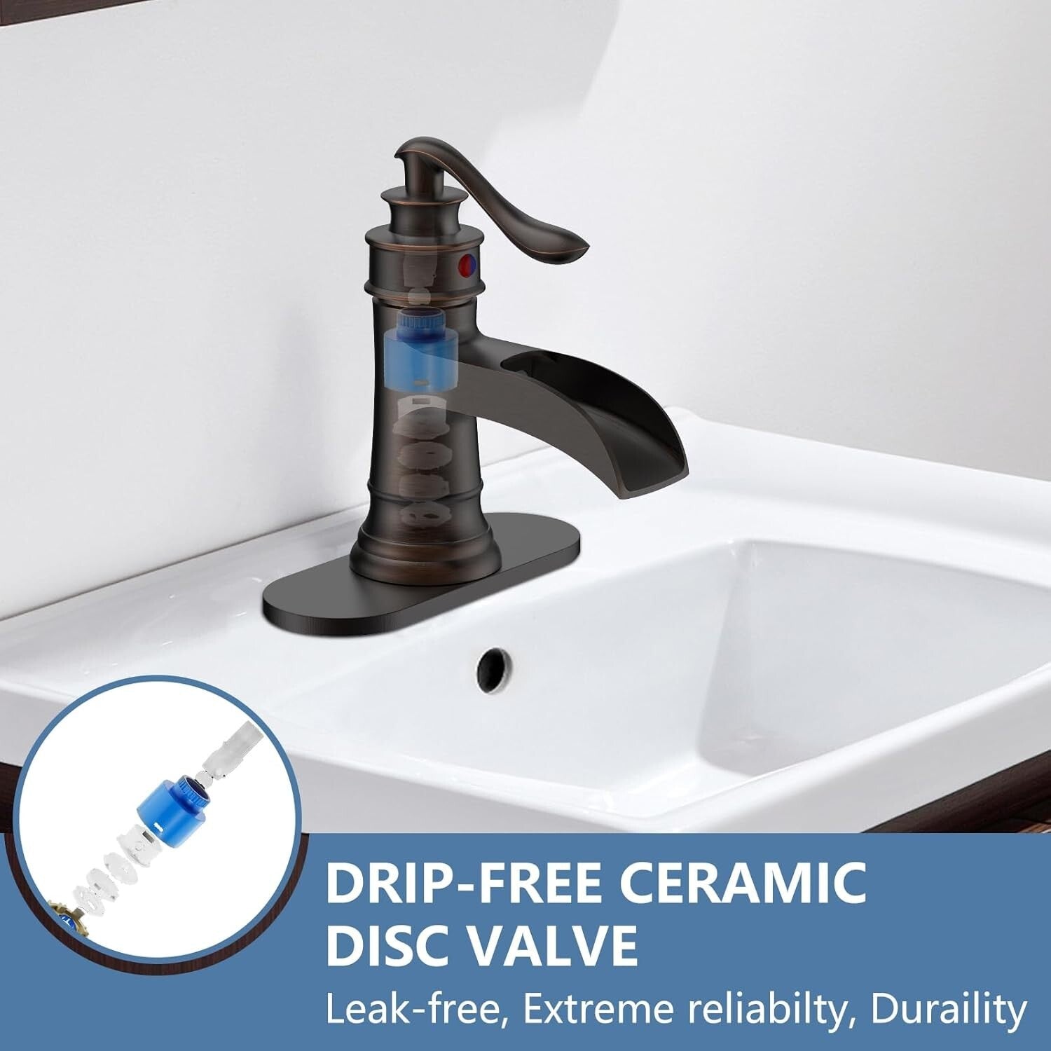 Commercial-Grade Waterfall Faucet with Lever Handle in Oil Rubbed Bronze Finish