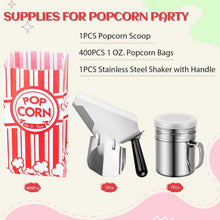 Load image into Gallery viewer, Party-Ready Popcorn Set - 402 Pieces with Scoop &amp; Salt Shaker for Easy Servings