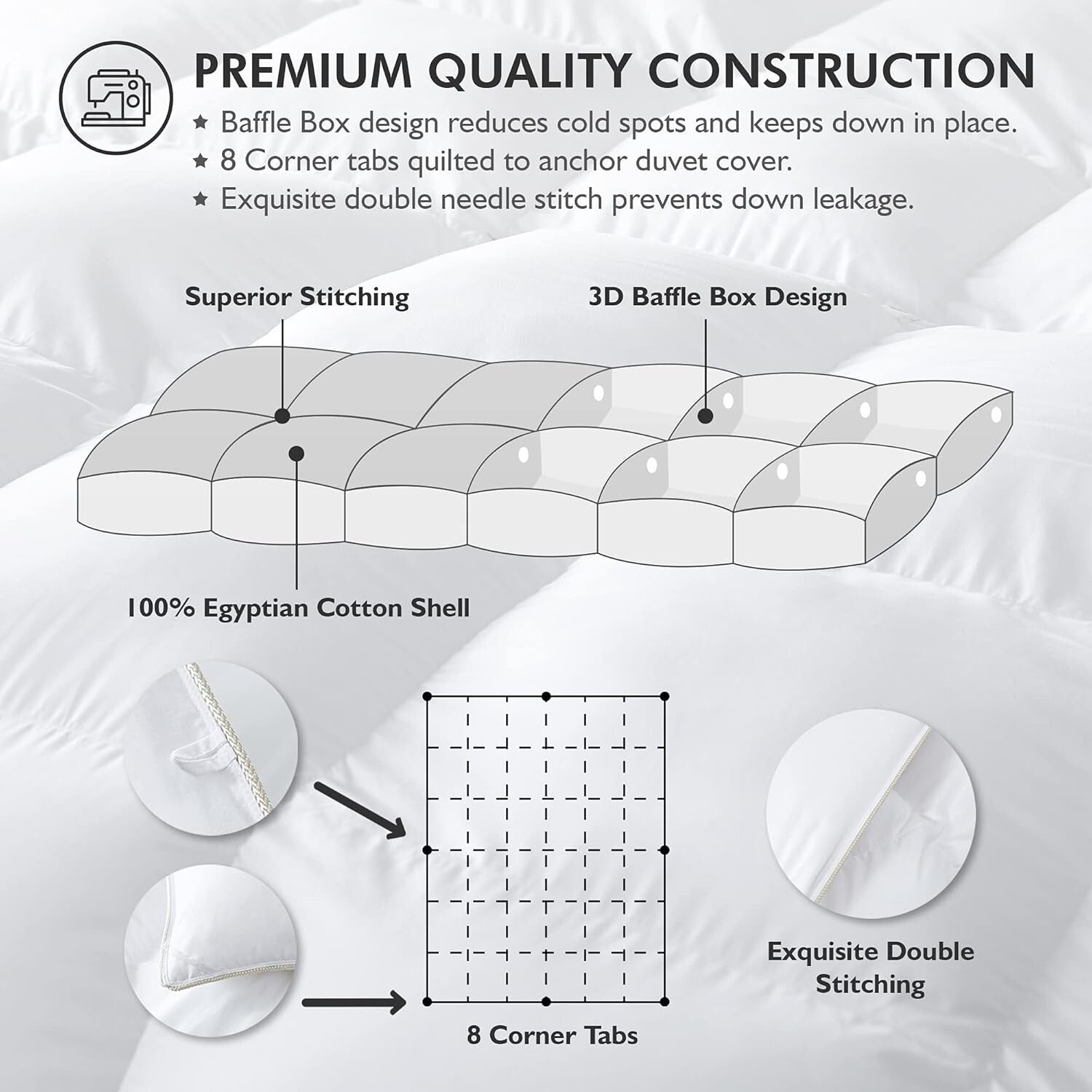 Luxurious California King Goose Down Fiber Comforter - 108" x 98" Elegant Design