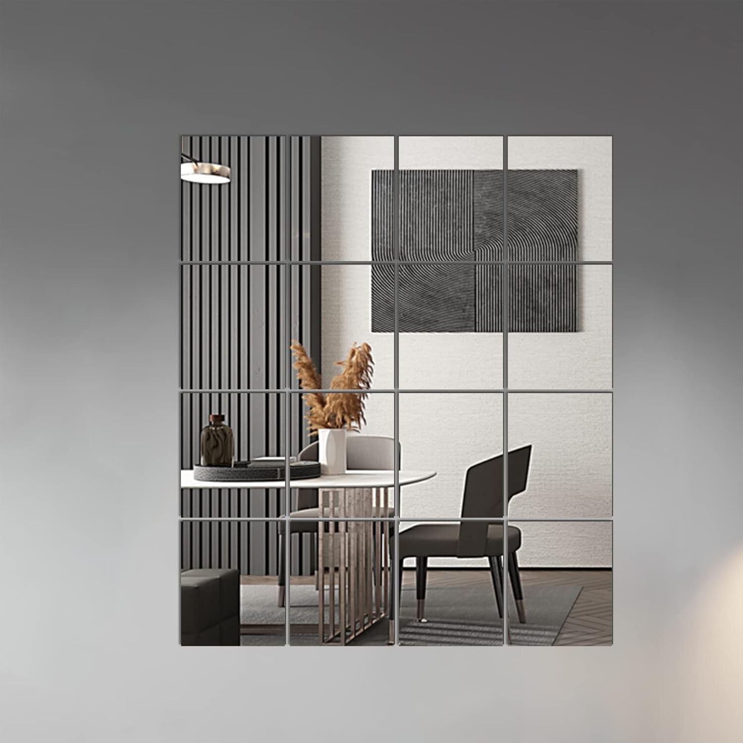 Lightweight & Durable 12''x10'' Glass Mirror Tiles – 16 PCS for Easy Mounting