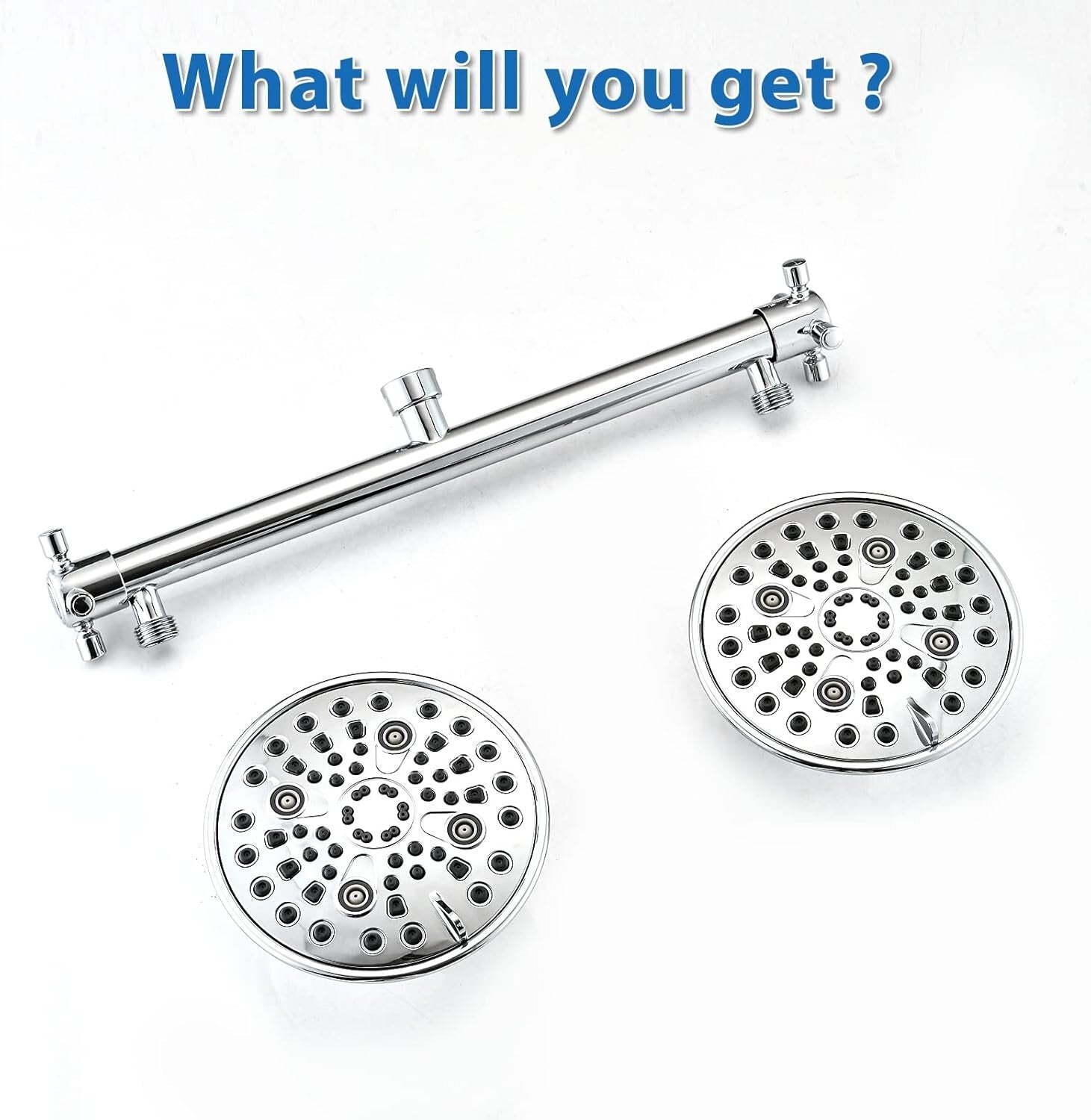 Polished Stainless Steel Dual Shower Head for Couples - 6 Adjustable Functions