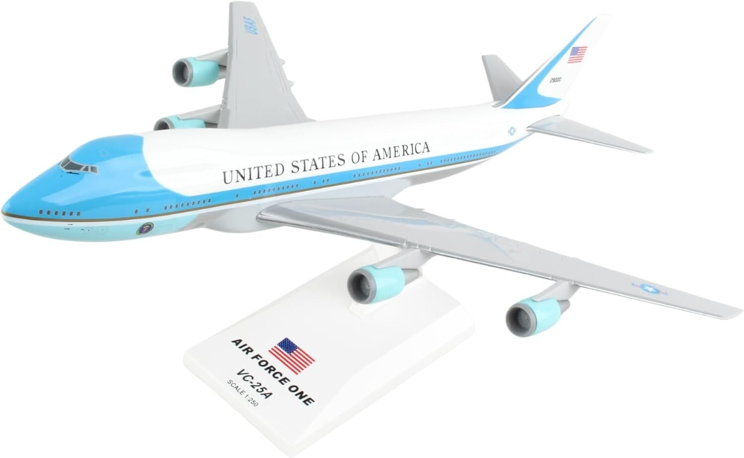 Collectible Boeing 747-200 Air Force One Model with Display Stand - 1:250 Scale