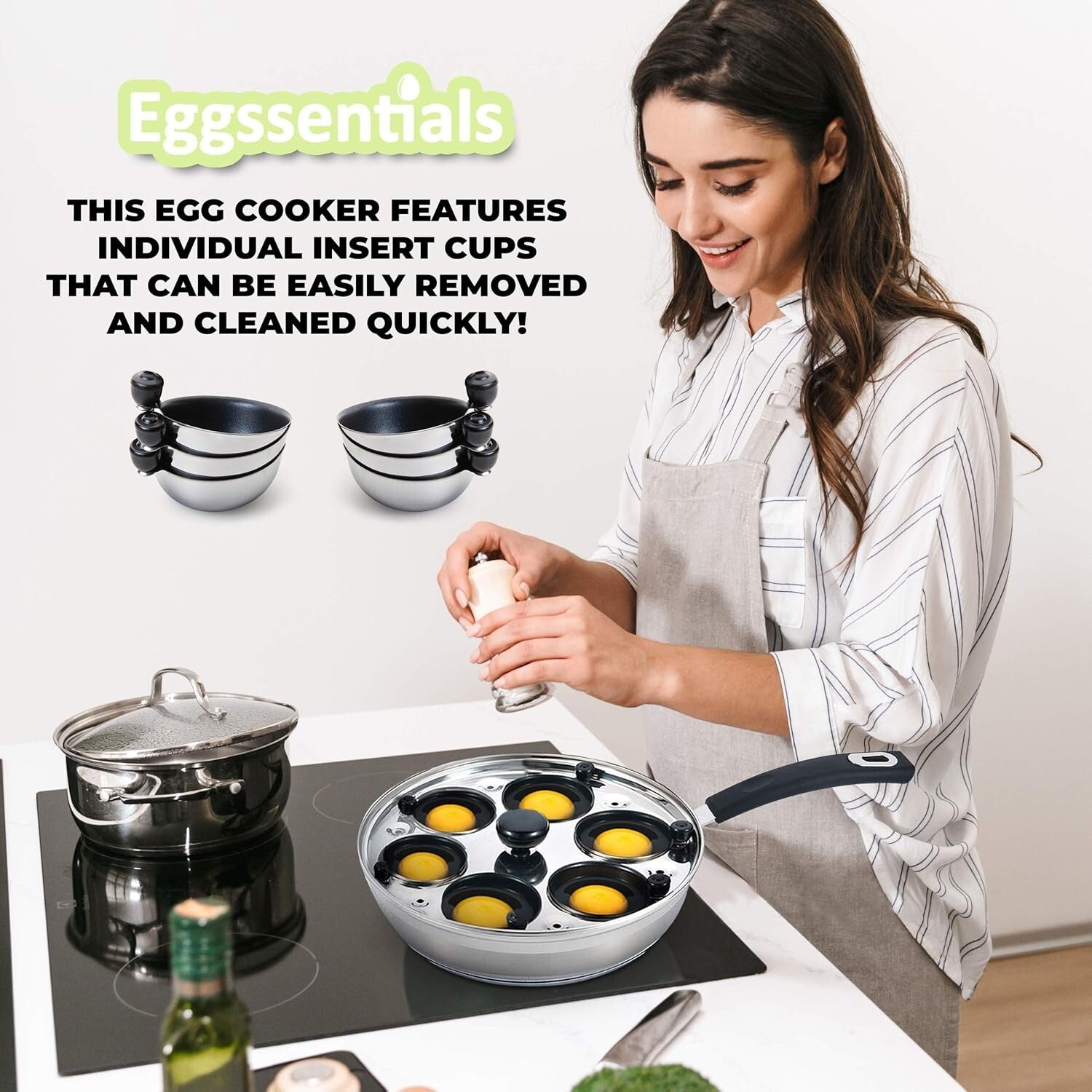 Deluxe Non-Stick PFOA-Free Egg Poacher Pan – 6 Cup Stainless Steel Cooker