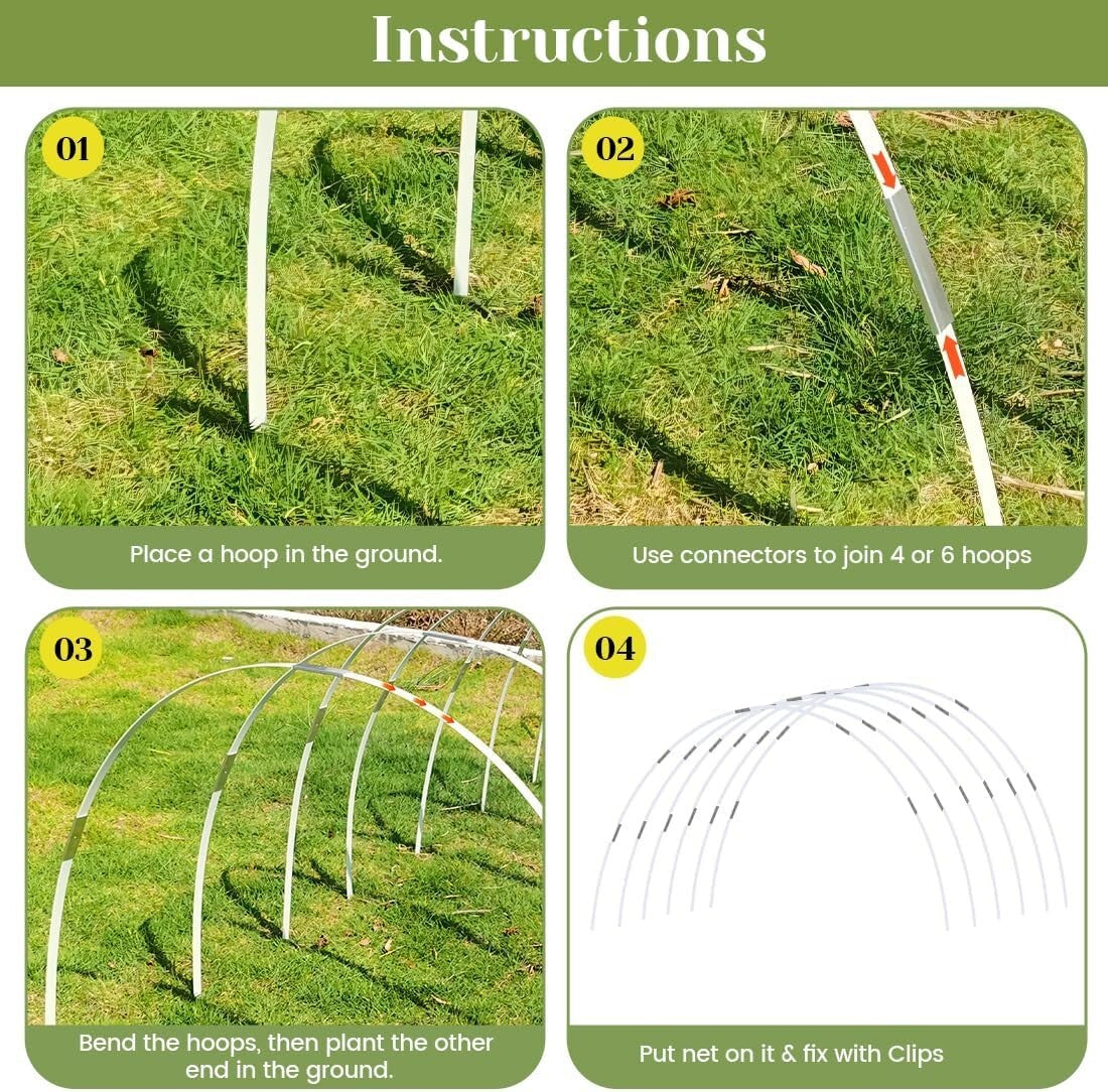 Garden Hoops 60pcs - M Size Fiberglass for Enhanced Temperature Resistance