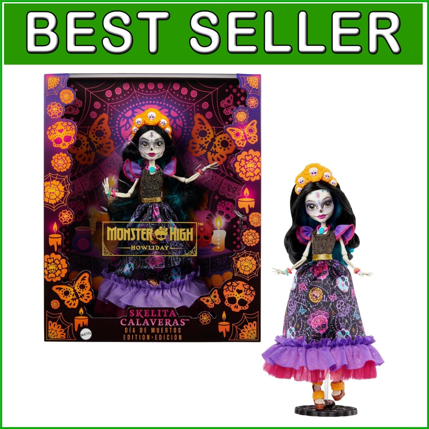 Dia De Muertos Skelita Calaveras Doll - Articulated Fashion Icon for Collectors