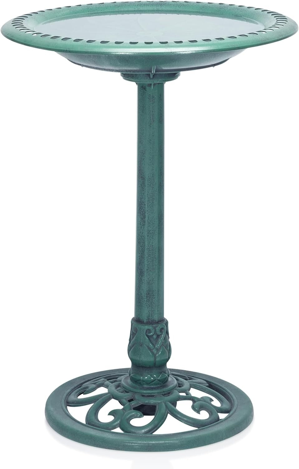 Elegant 28" Tall Outdoor Bird Bath with Scrollwork for Yard and Garden Décor