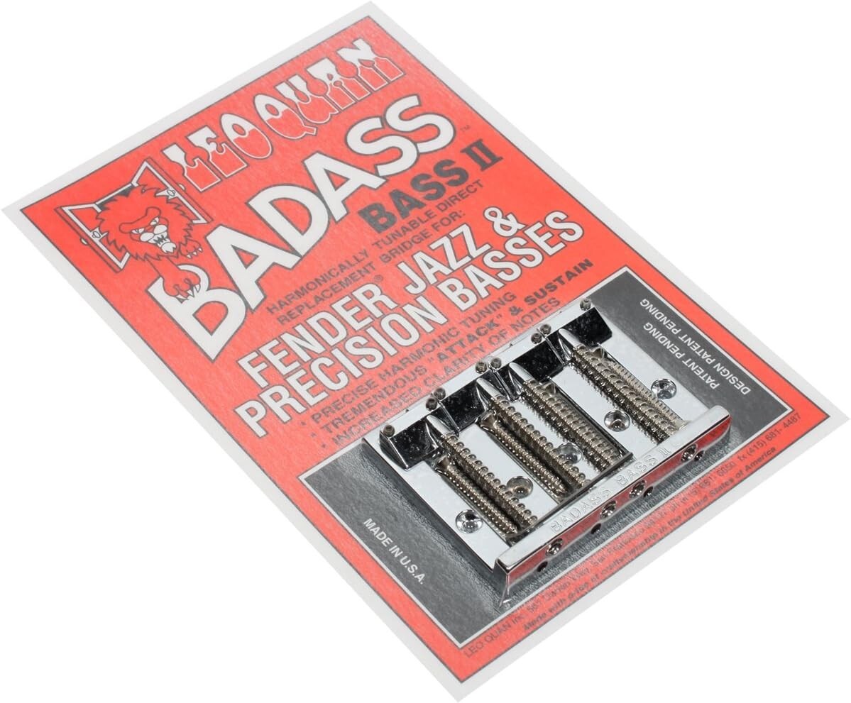 Durable Badass II Chrome Bridge - Fits 4-String Electric Bass, Screws Included