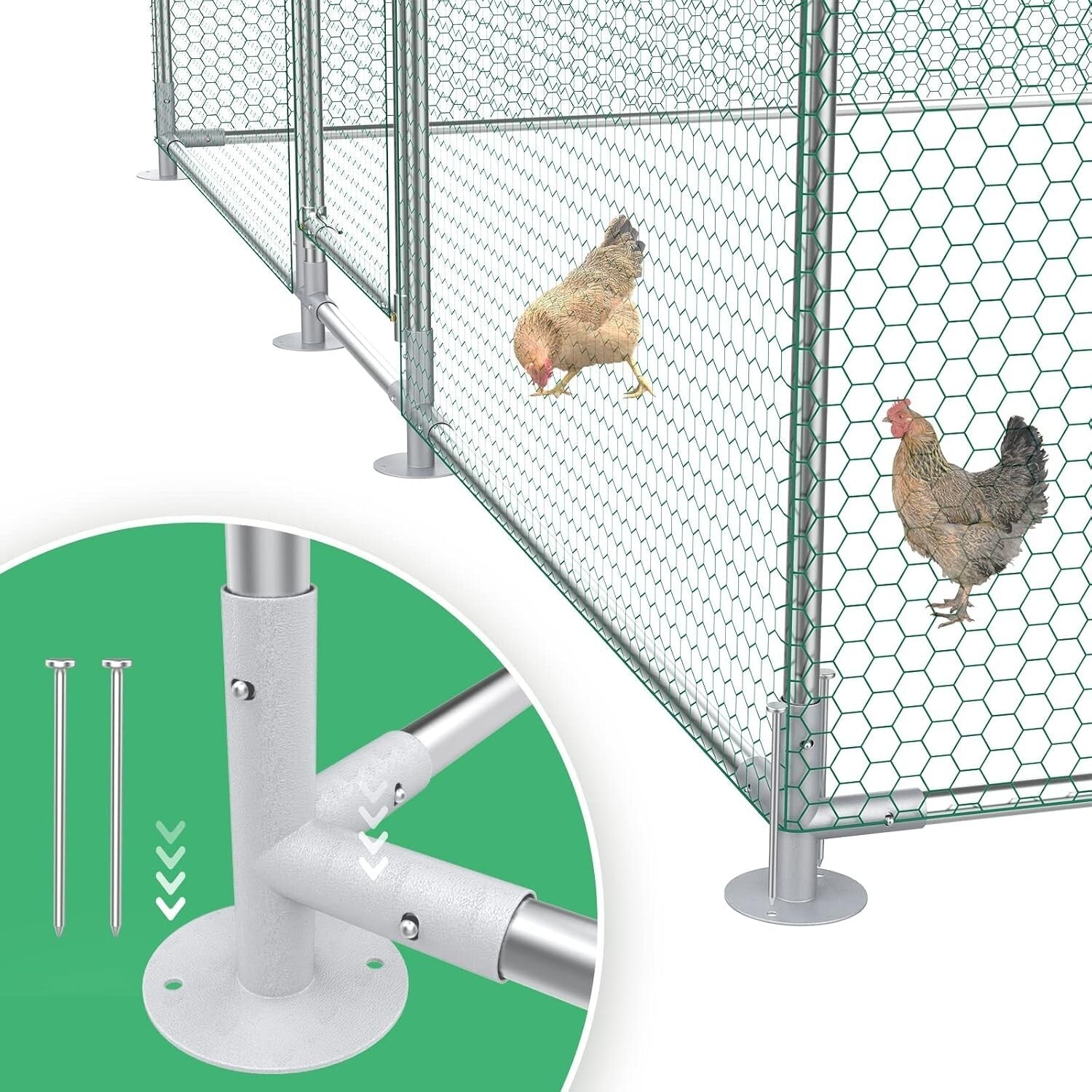 Spacious 10'x20' Outdoor Metal Chicken Coop with Waterproof Cover & Secure Lock