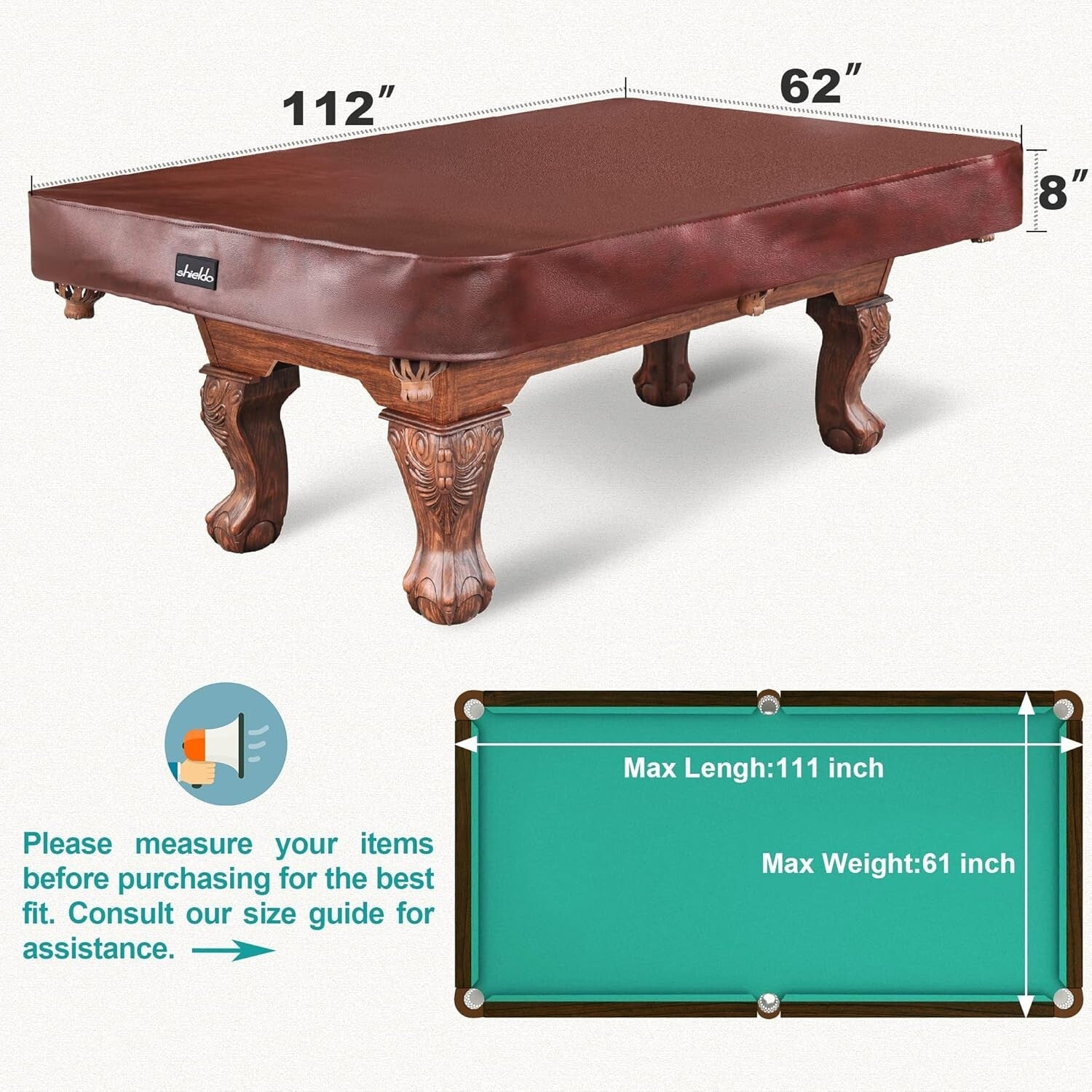 Eco-Friendly Waterproof Leatherette Pool Table Cover for Size 7 to 9 Feet