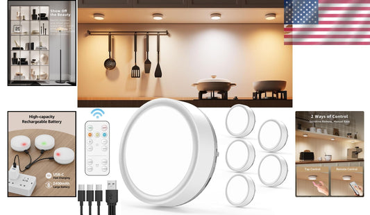 Energy-Efficient Remote-Controlled Puck Lights - USB Rechargeable & Easy Install