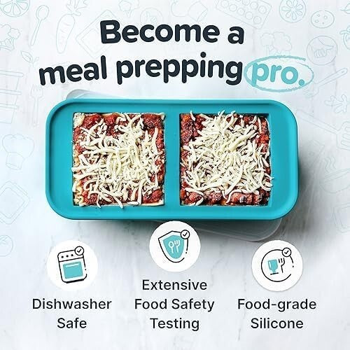 Easy Meal Prepping with Aqua Silicone Freezer Trays - 2 Cup Capacity, 2-Pack