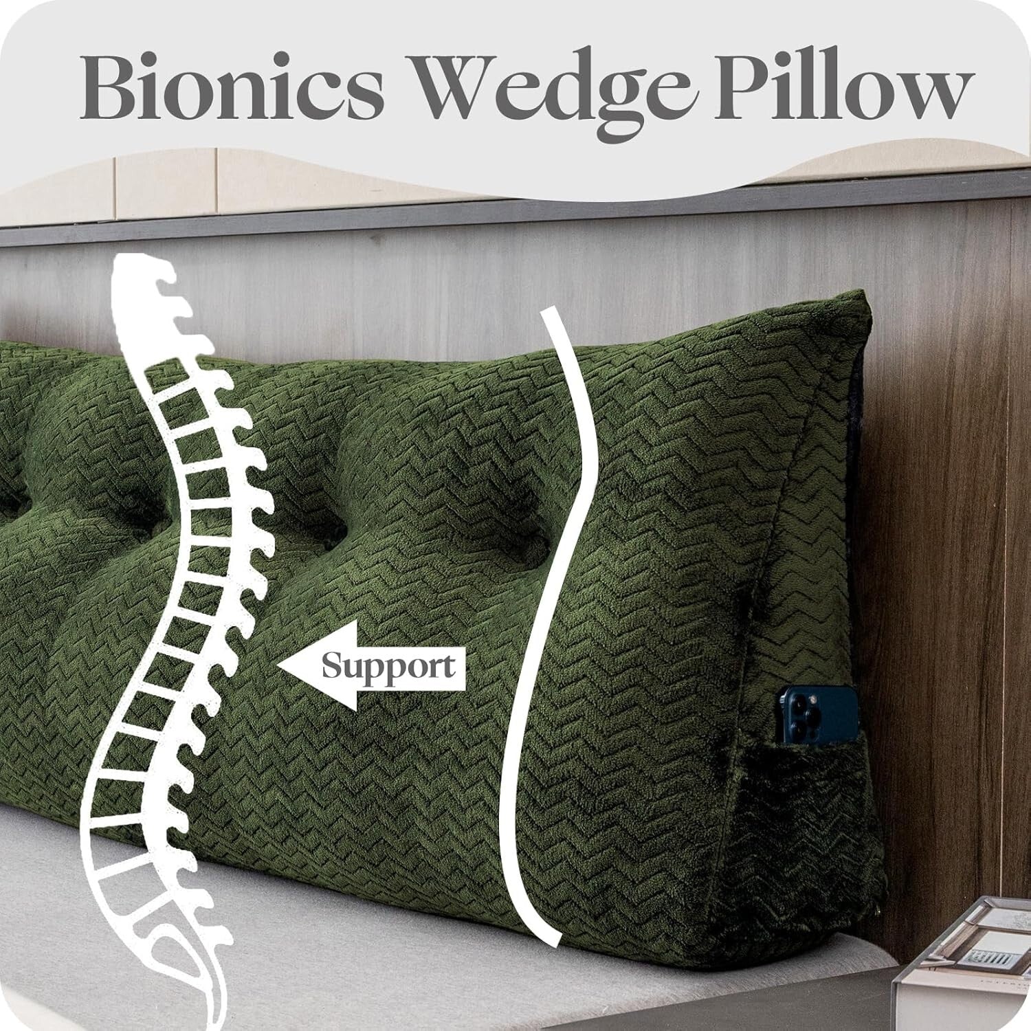 Queen Size Wedge Backrest Pillow - Ergonomic Support for Reading and Relaxation