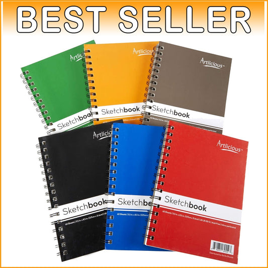 Durable 6-Pack Sketch Books - Ideal for Pencils, Markers & More, 360 Pages Each