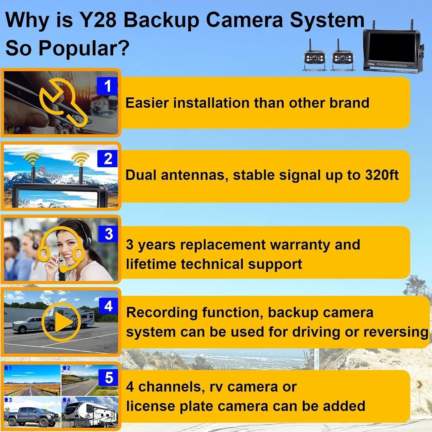 Expand Your Vision: 4-Channel HD 1080P Wireless Backup Camera for RVs and More