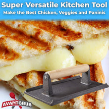 Load image into Gallery viewer, Extra-Large Cast Iron Grill Press Set - 3 Pre-Seasoned Weights with Wood Handles