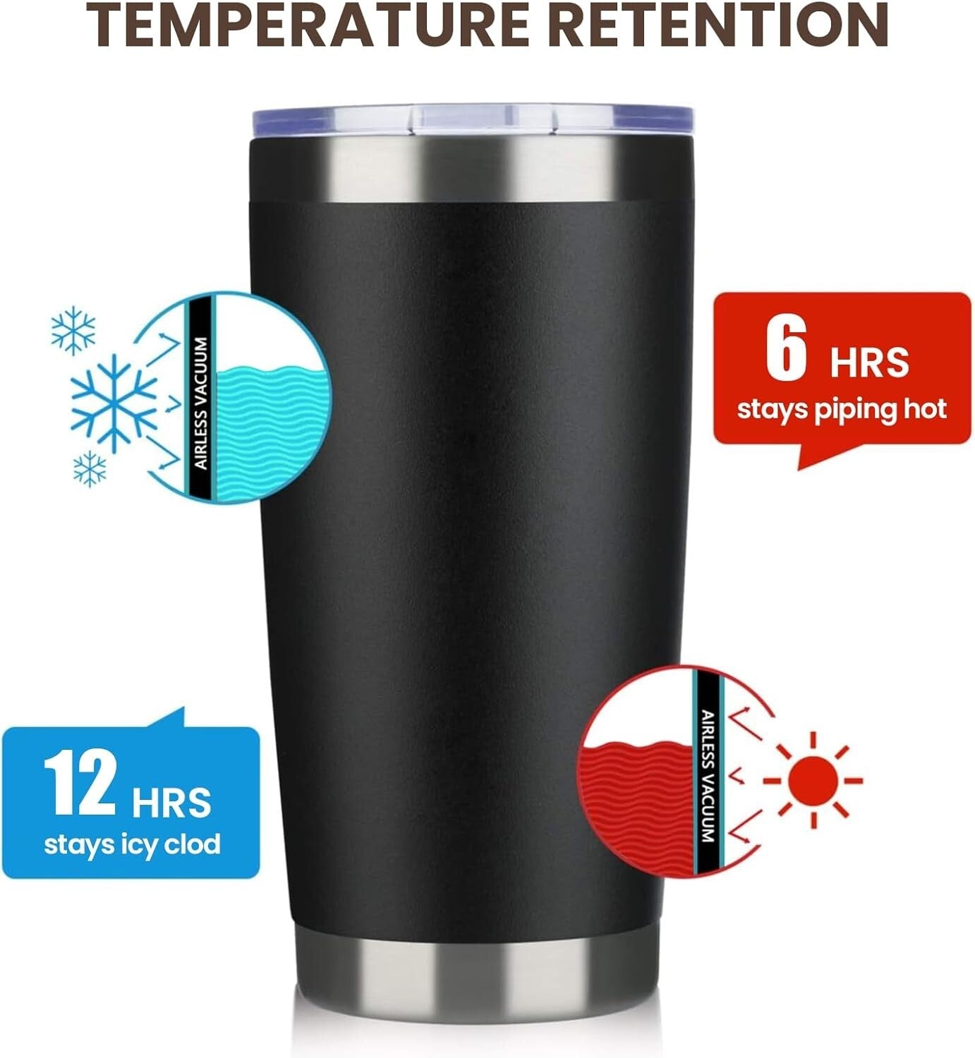 Durable 20oz Stainless Steel Tumbler Set - 8 Pack of Insulated Cups with Lids