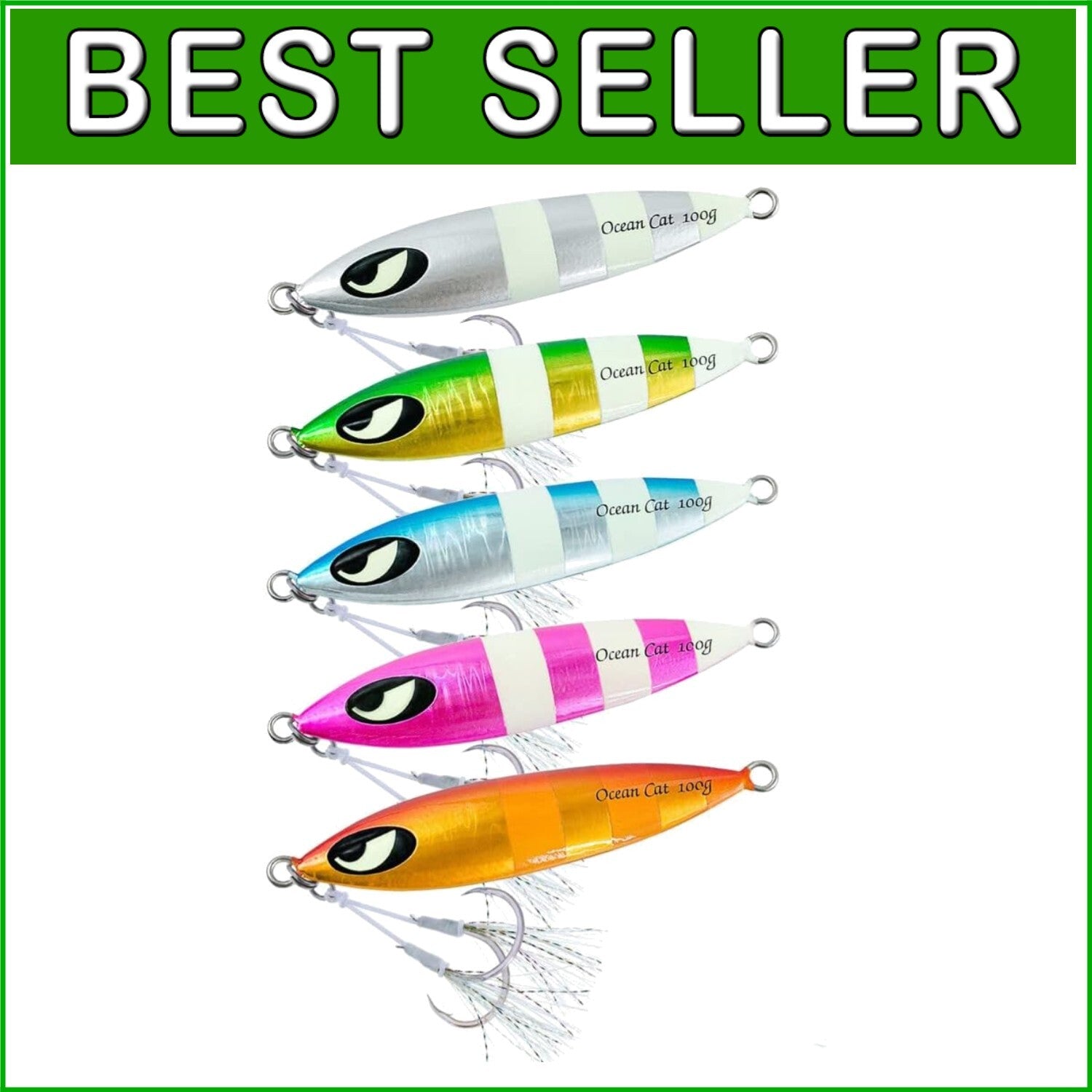 High-Quality Lead Metal Flat Jig with Glow Hooks - Perfect for Saltwater Fishing