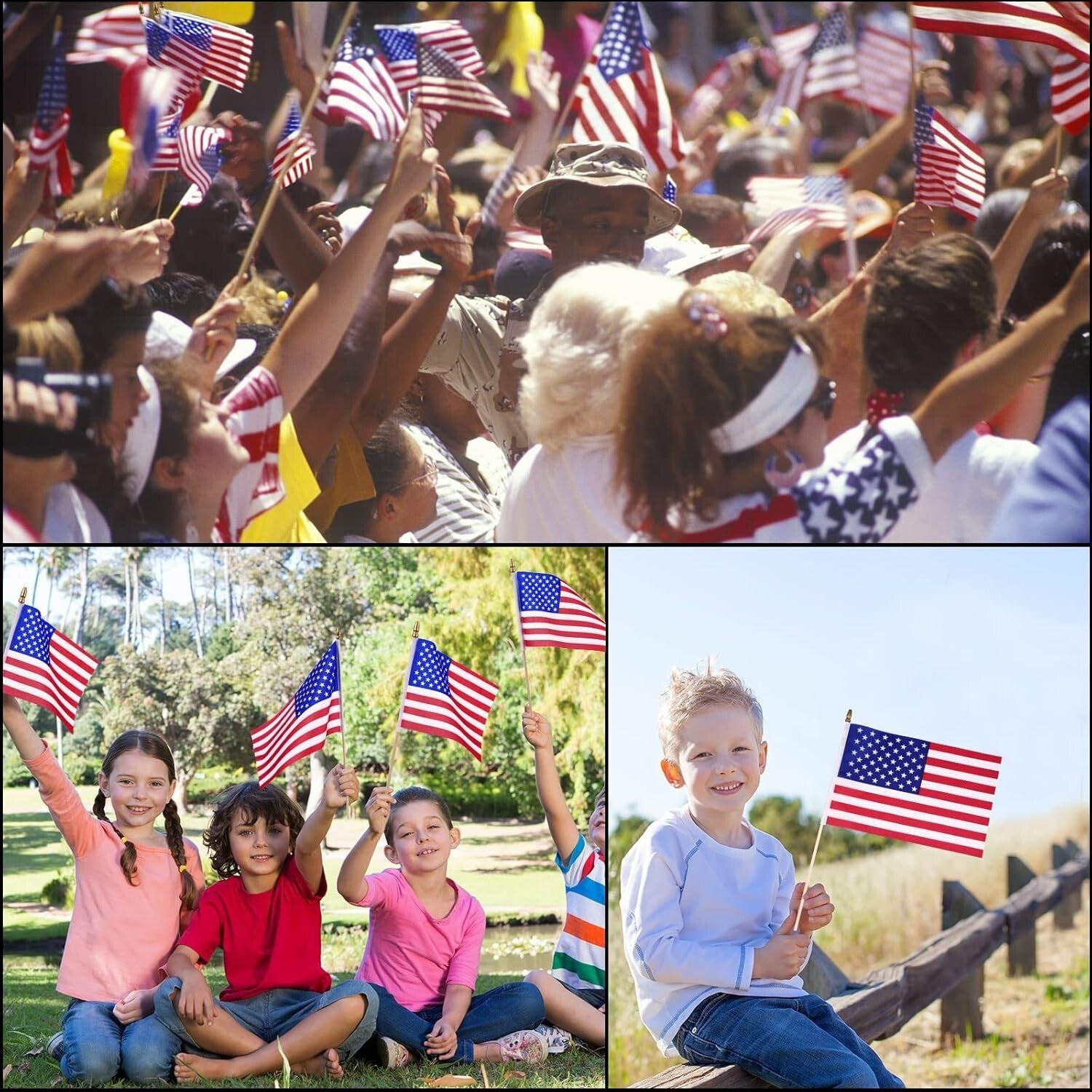 100 Mini American Flags on Sticks - Safe & Durable for Events & Celebrations