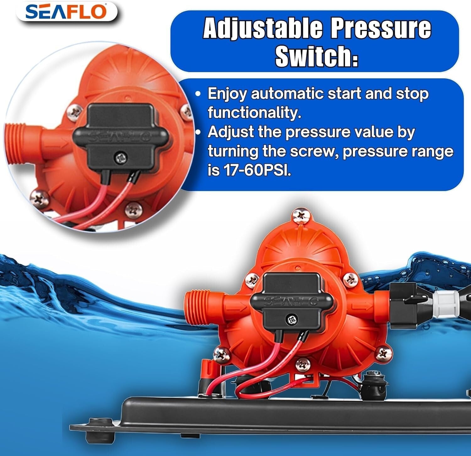 Durable 12V DC 3.0 GPM Pump & 0.2-Gallon Tank System for Off-Grid Applications