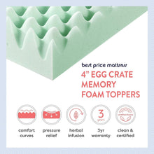 Load image into Gallery viewer, Breathable 4-Inch Twin Memory Foam Topper with Aloe Infusion for Restful Sleep