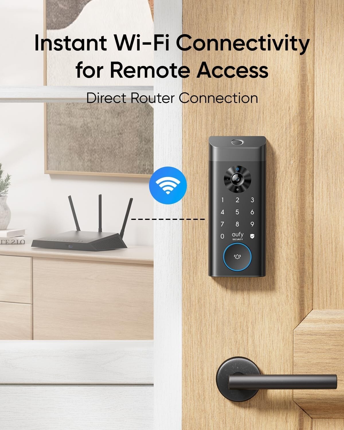 3-in-1 Keyless Entry Eufy Video Smart Lock with Rechargeable Battery Function