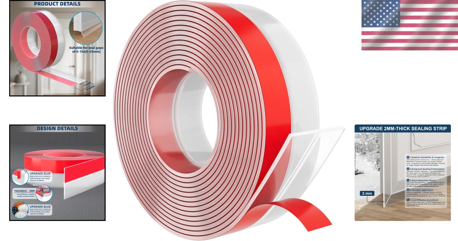 Premium Clear Silicone Door Draft Stopper - 36ft Weather Stripping for Gaps