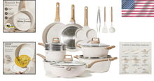 Load image into Gallery viewer, Comprehensive 21-Piece Cooking Set - Induction-Compatible White Granite Cookware
