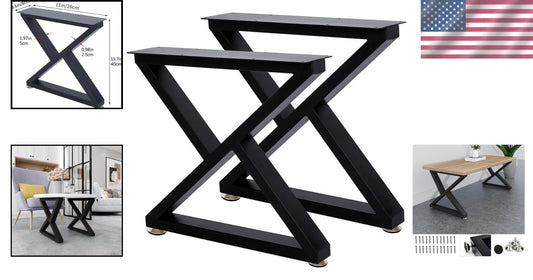 16 Inch Industrial Metal Table Legs for Coffee Tables, Benches & More - Set of 2