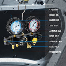 Load image into Gallery viewer, 4-Valve Automotive AC Gauge Set for R1234YF &amp; R134A Refrigerants - Heavy Duty