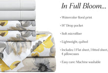 Load image into Gallery viewer, Soft Microfiber Floral Sheet Set - 6 Piece Queen Bedding in Chic Watercolors
